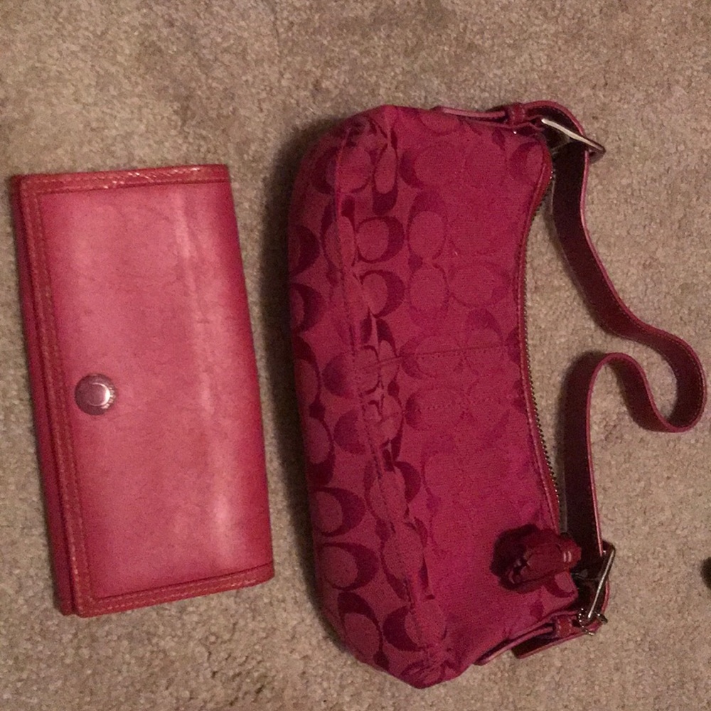 Coach bag and wallet pink